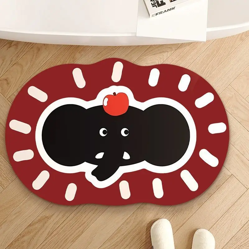 VIKAMA Special-shaped Cartoon Diatomite Rug Bathroom/Washroom Entrance Floor Absorbent Anti-slip Foot Pad for Home Decoration
