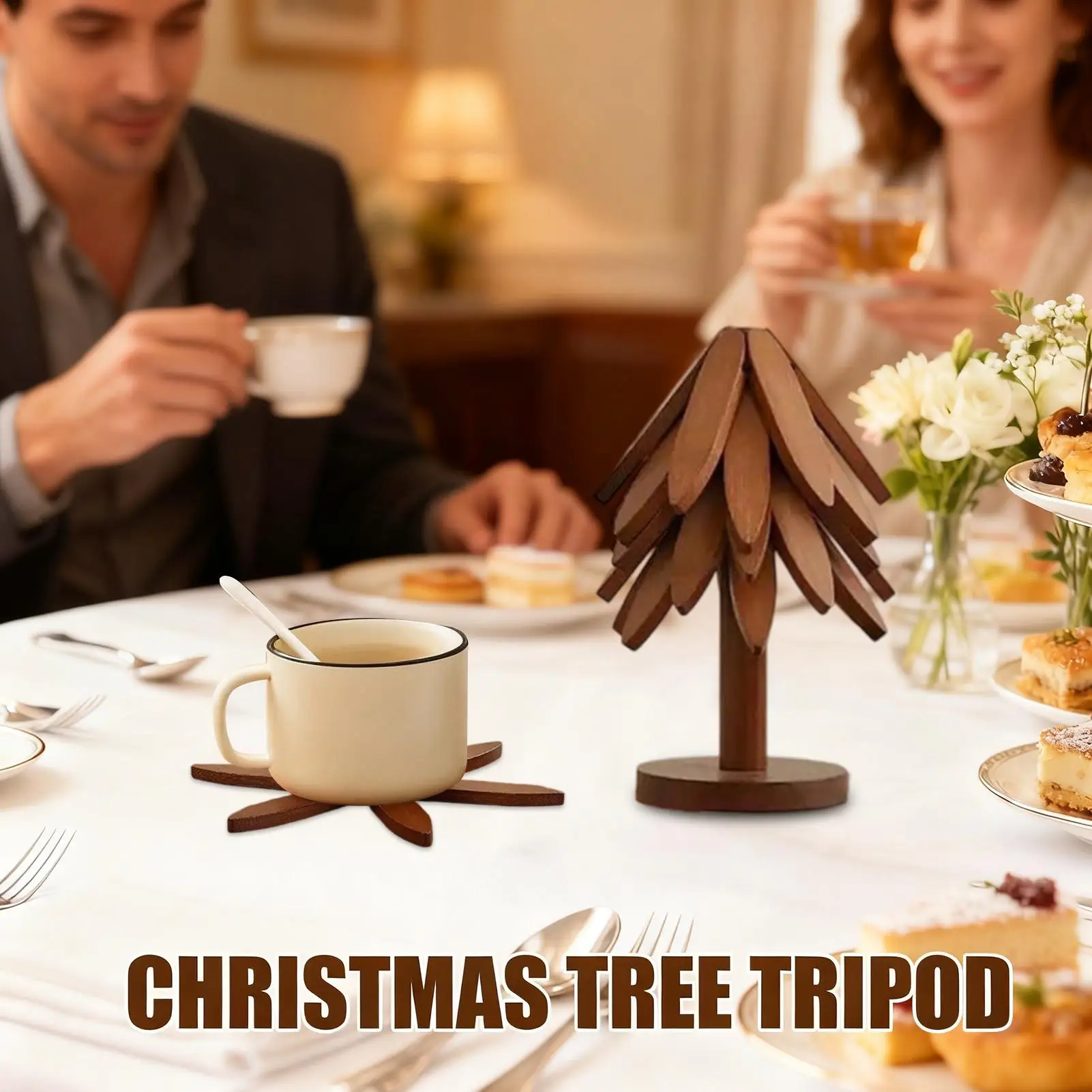 

Wooden Tree Coasters Insulation Placemat Christmas Tree Trivets For Hot Dishes Bowls Cups Drinks Teapots Tableware Dining Table
