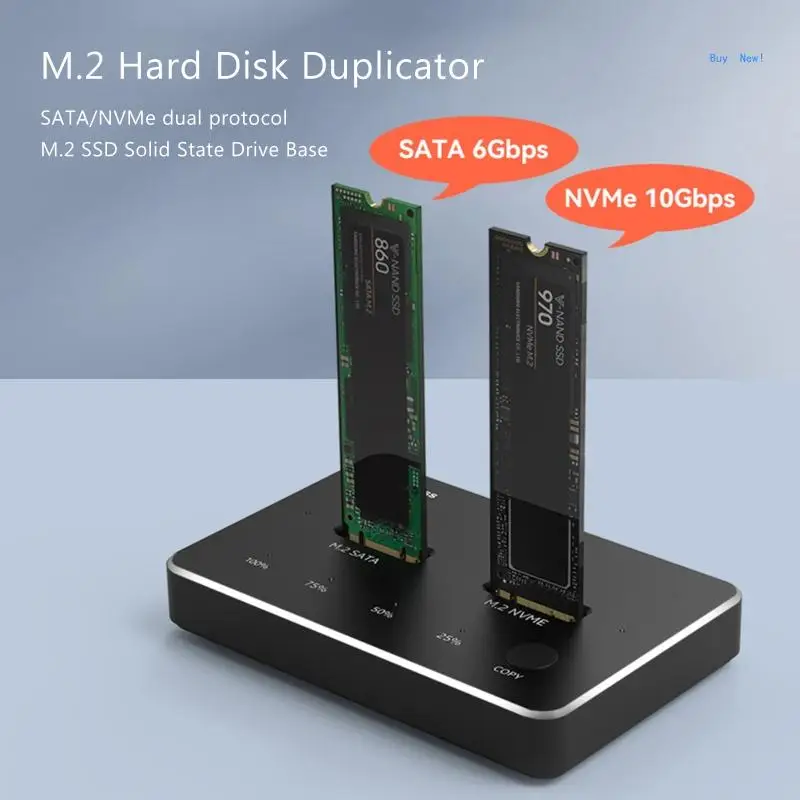 USB-C 3.1 for M.2 NVMe/Sata Dual Disk Base 10Gbps Super Fast Duplicator Enclosure Offline Clone Online Read-Write Expans