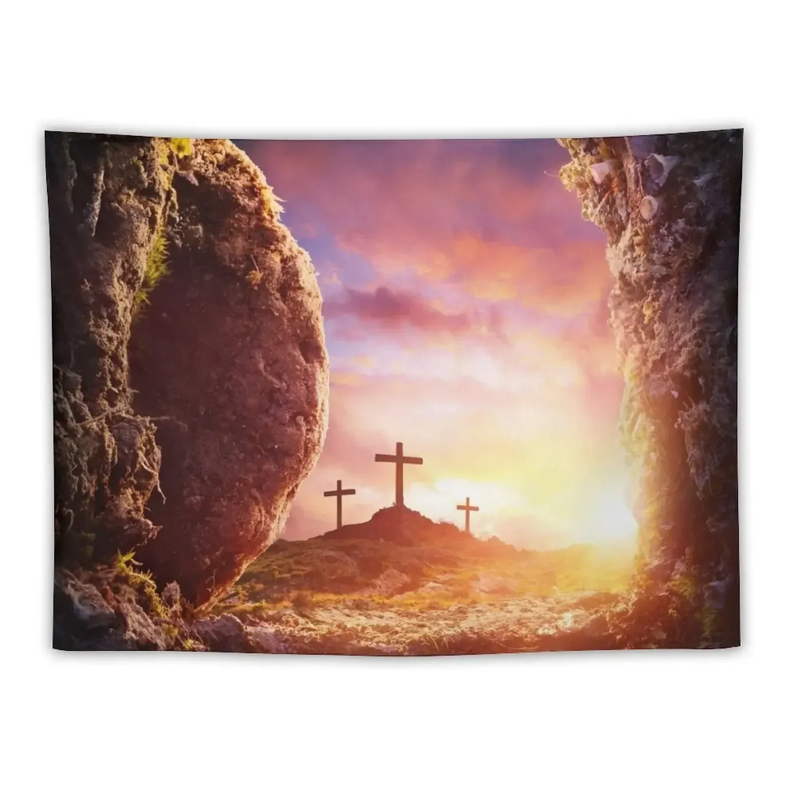 Empty Tomb Crucifixion and Resurrection of Jesus Christ Tapestry Art Mural Room Decor Aesthetic Decoration Room Tapestry