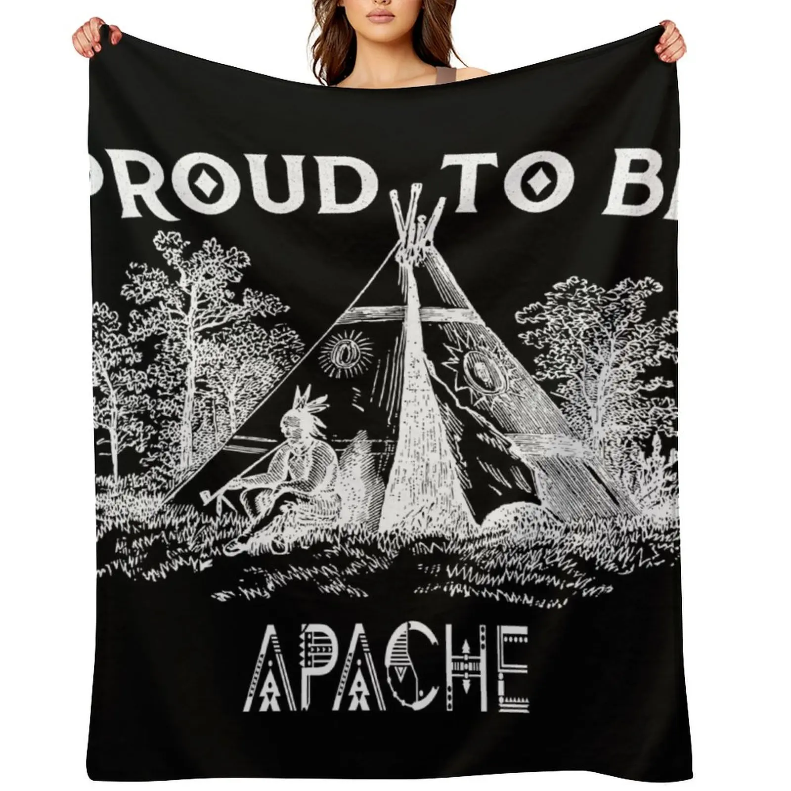 Proud To Be Apache Throw Blanket Plaid on the sofa Softest Sofas Hairy Cute Nap Blankets