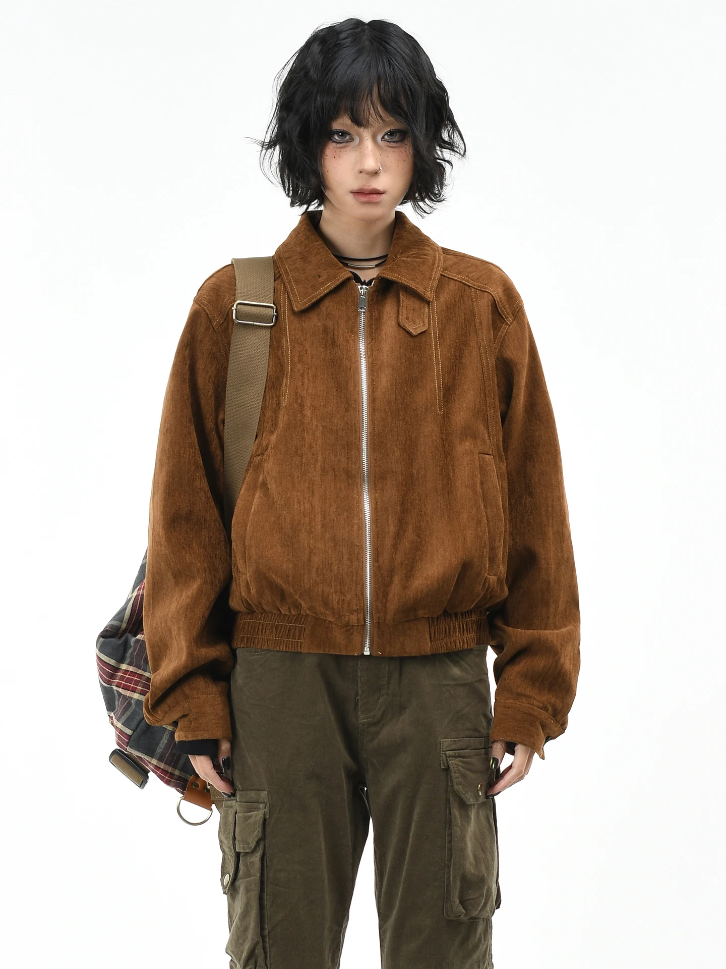 

Женская весенняя куртка OV в оригинальном американском ретро-стиле с полосатым дизайном, отложным воротником, свободного кроя, из полиэфирного волокна, в стиле Old Money