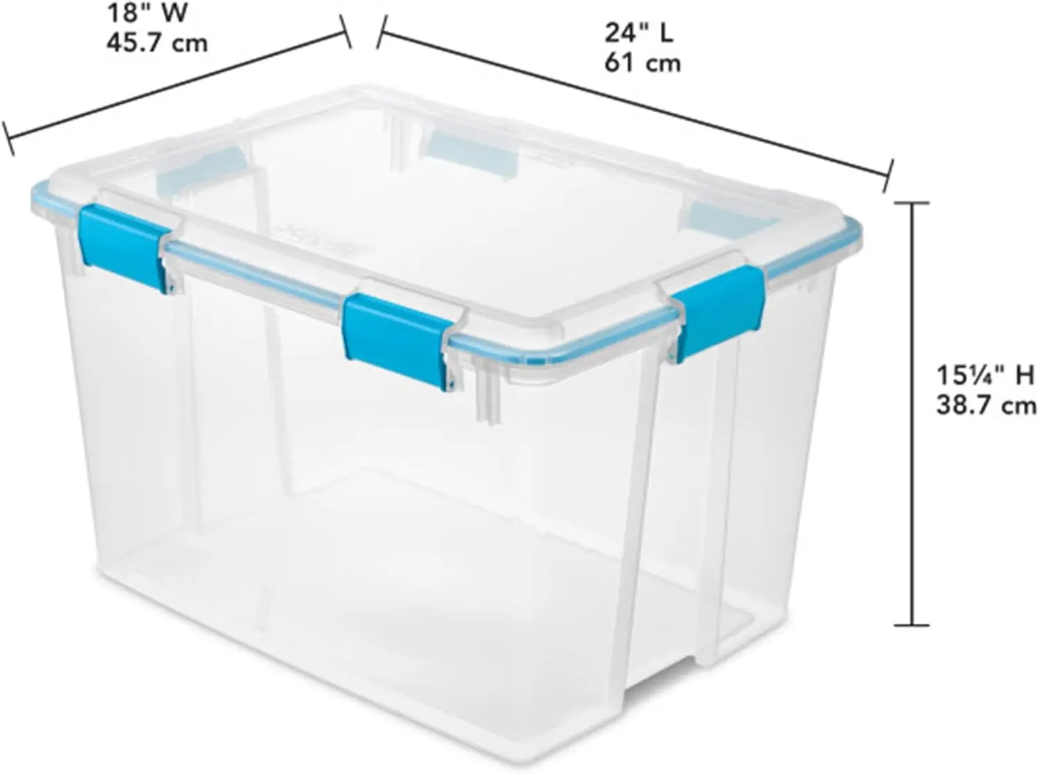 4 Pack Gasket Box, Stackable Storage Bin with Latching Lid, 80 Quart