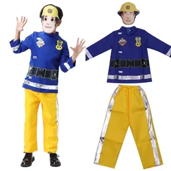 Kids Fireman Sam Children's Fancy Dress Costume Boy Girls Carnival Party Halloween Cosplay Costumes Top Pants Mask 4-10 Years