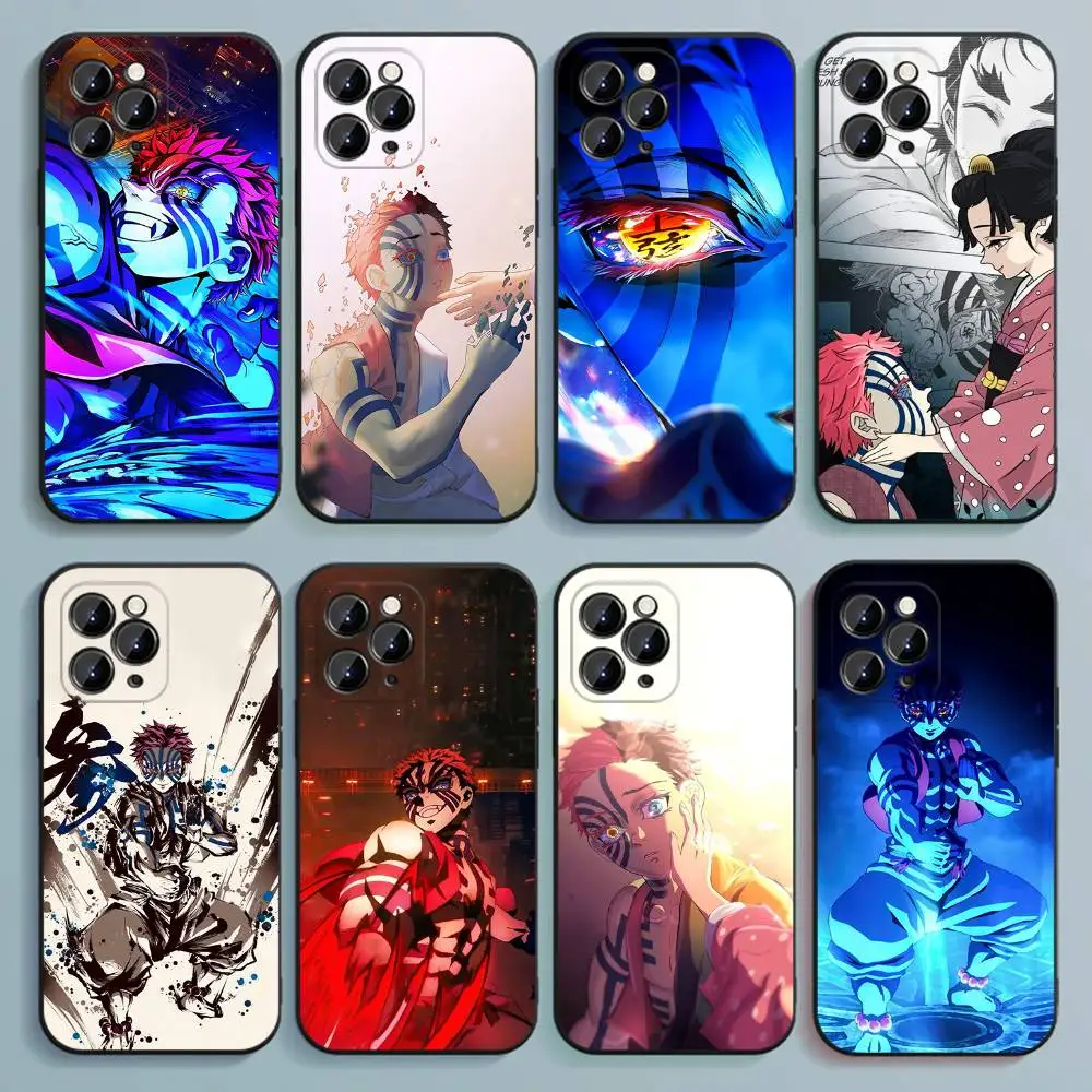 

A-Akaza Anime Phone Case For iPhone 17,16,15,14,13,12,Pro,Max,Plus,E,SE4,Air,Mini Black Soft Cover
