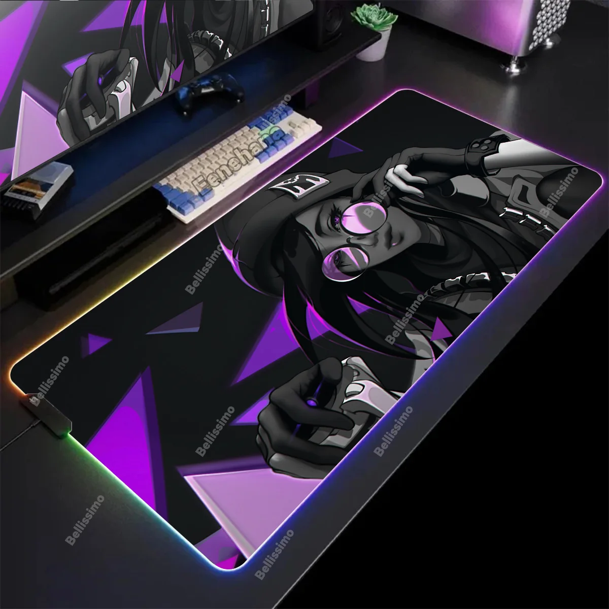 

Милый мультяшный RGB ПК геймер Valorant клавиатура коврик для мыши светодиодный светящийся коврик для мыши в стиле аниме резиновая игровая подсветка компьютерный коврик для мыши