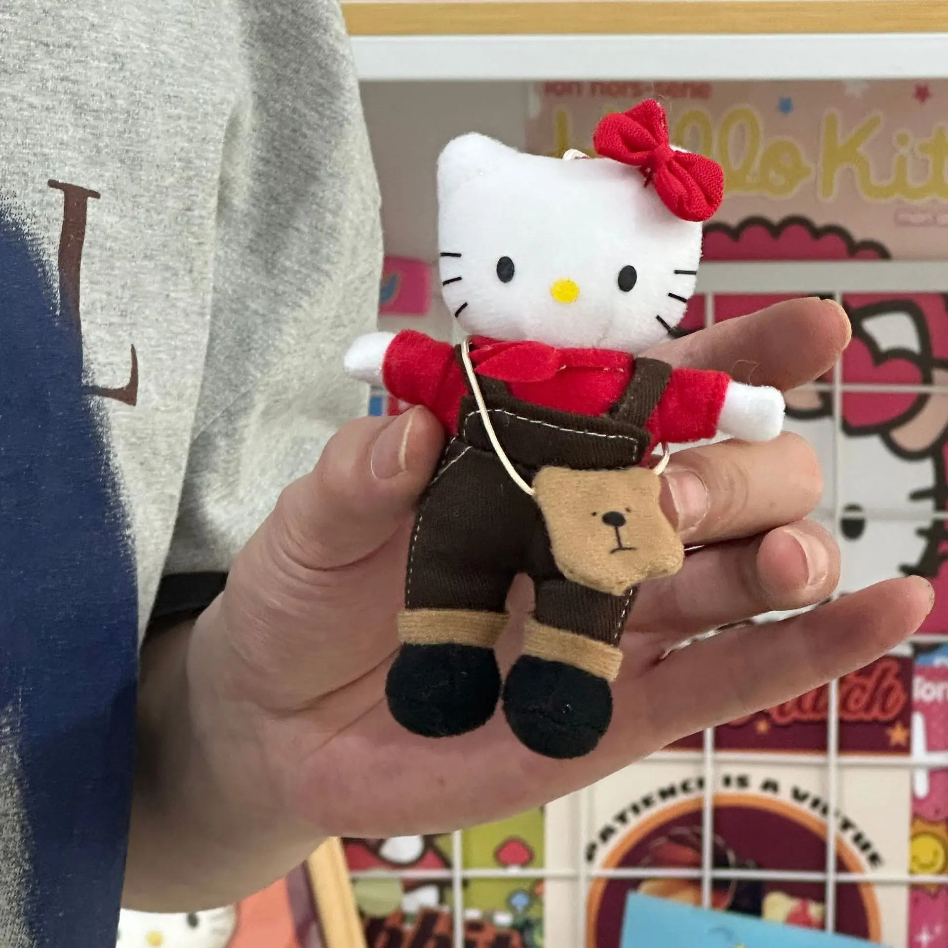 Hello Kitty Long Legs Backpack Bear Cat Bag Pendant Keychain Doll Backpack Jewelry Girls Plush Decorations