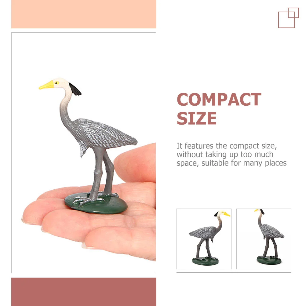 2 Pcs Childrens Toys Artificial Crane Bird Landscape Decoration Modeling Realistic