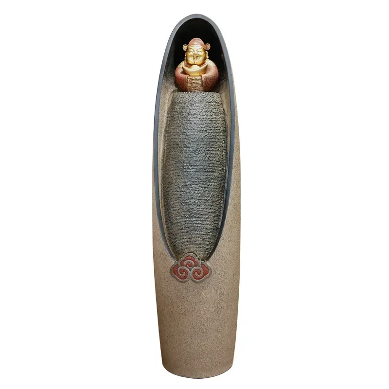 

Flowing Water Ornaments Living Room TV Cabinet next to Circulating Water Rockery Fountain Tea Room