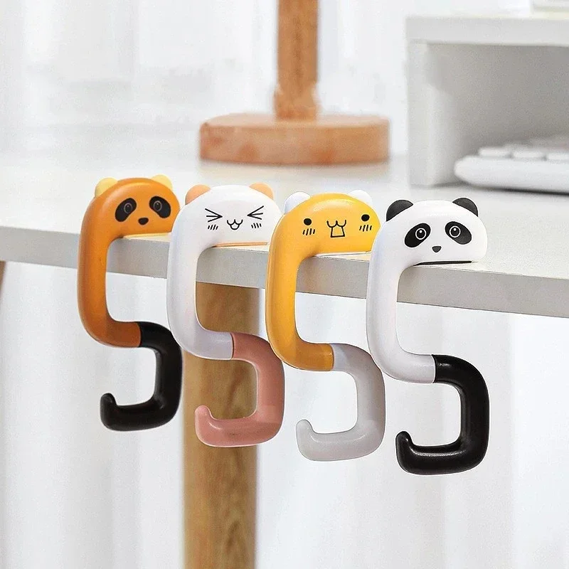 Cute Portable Bag Hook Animal Plastic Table Hook Purse Handbag Travel Bag Organizer Holder Office Decor Plastic Desk Side Hooks