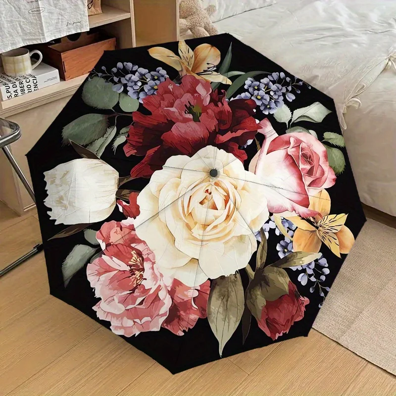 

Automatic Open Floral Bouquet Umbrella with 8-Rib Reinforced Frame - Lightweight & Durable, Vibrant Multicolor Flower Design (