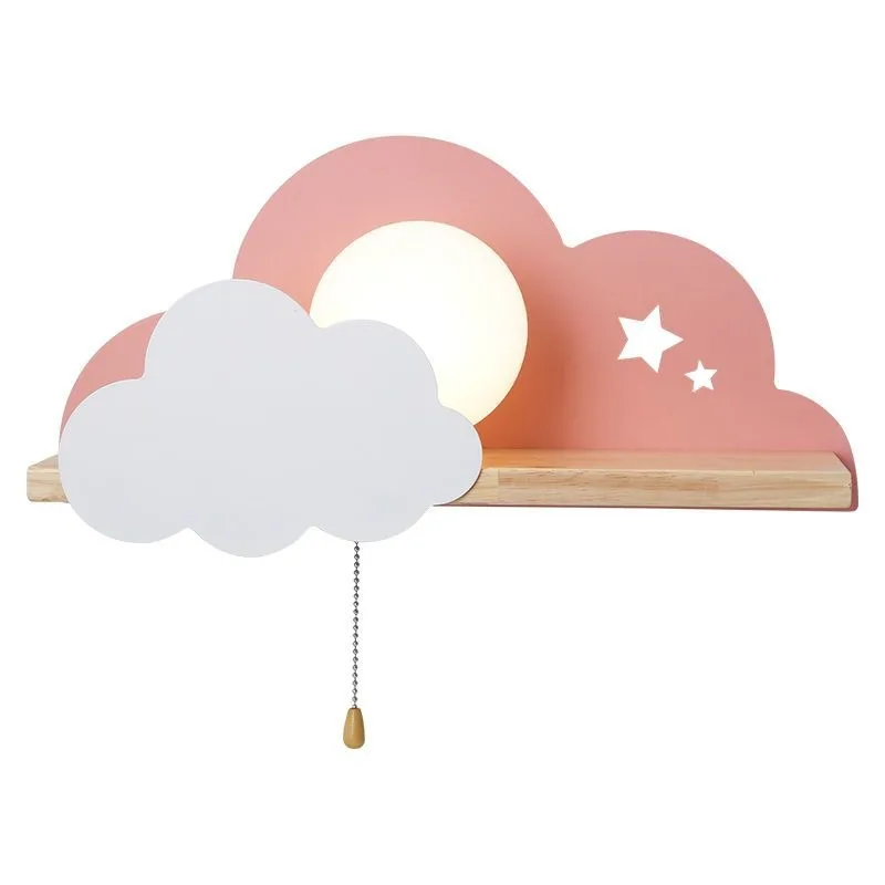 Nouveau nuage applique moderne minimaliste avec tirer cordon étagère pour chambre d'enfants éclairage de chevet décor de chambre à la maison applique murale lampe à LED