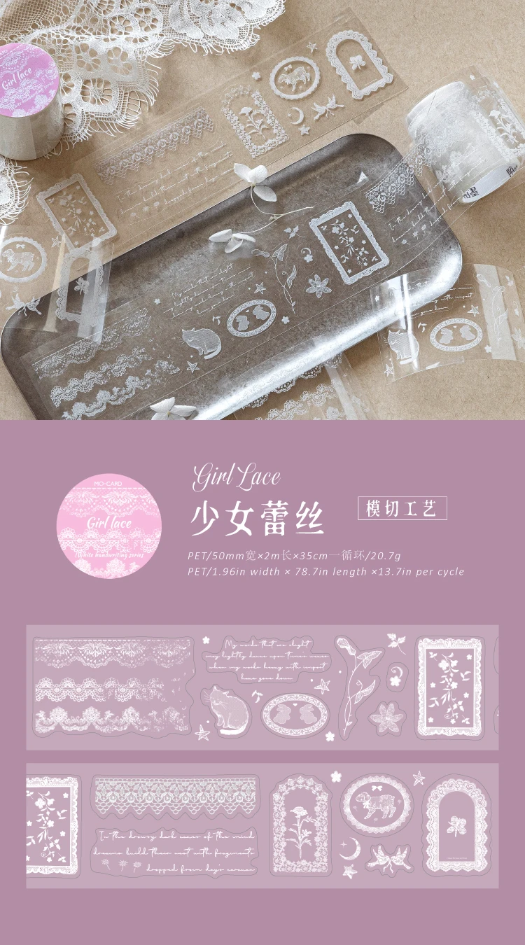 Journal GO 2Mx5cm Notizband mit weißer Tinte, kreatives, schönes Masking-Tape, Aufkleber, Journaling, Scrapbook, Karte, DIY-Briefpapier – Detail 10