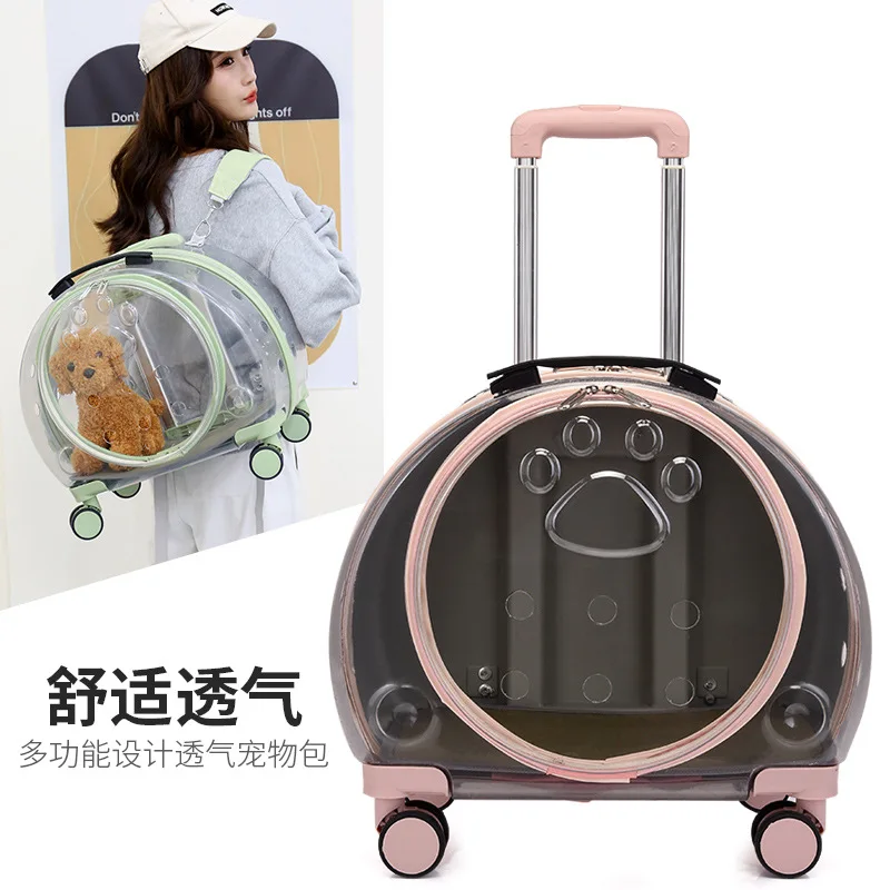 New PC Pet Trolley Case Transparent Cat Bag Air Box Dog Going Out Pet Backpack Portable Bubble Box Pet Backpack