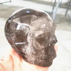 Crystal Skull Natural Smoky Quartz Gemstone Cranium Reiki Healing Decoration 200-1200g