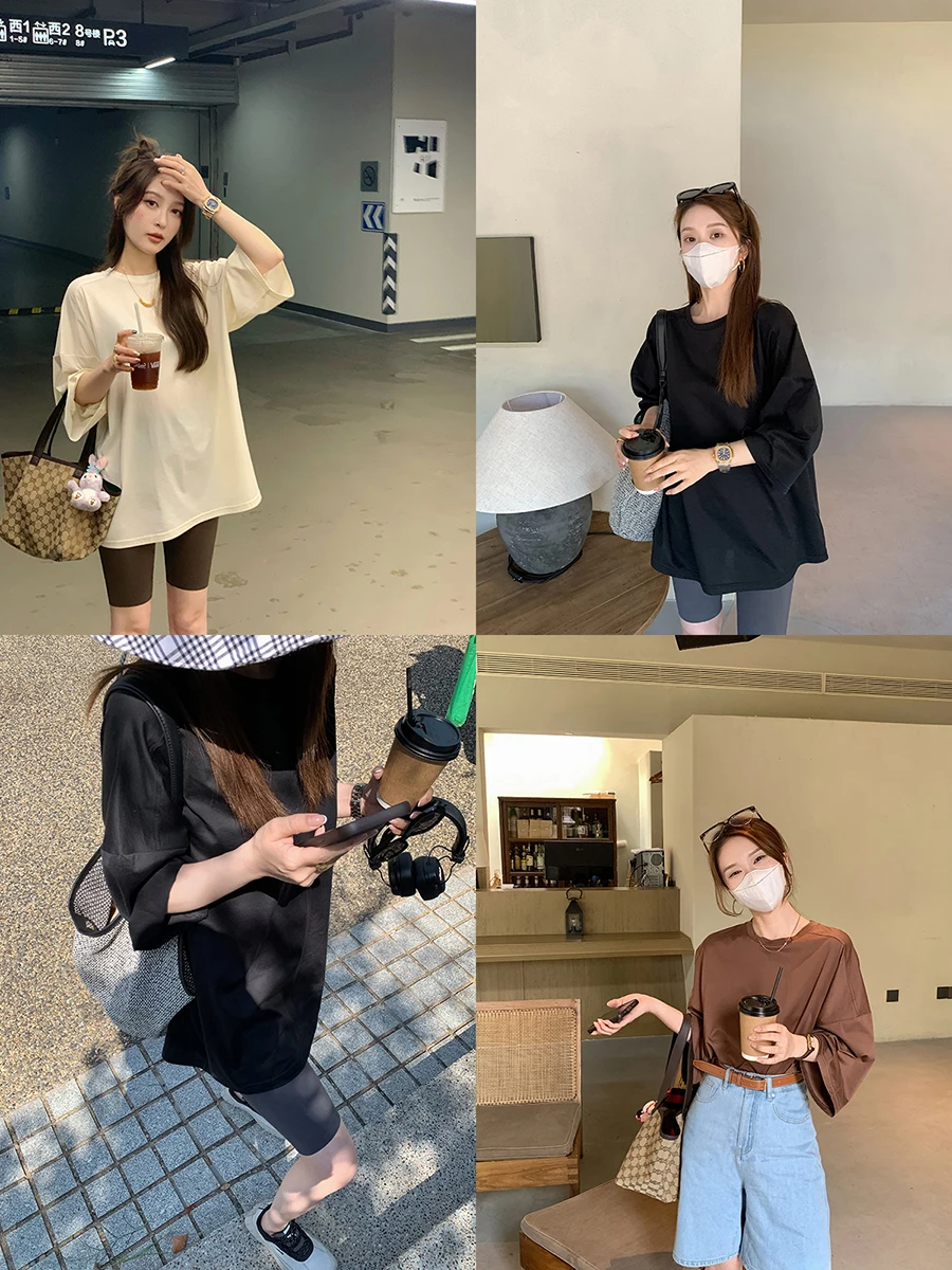 

Шелковая футболка из 80-ниточного хлопка и шелка, свободного кроя, с коротким рукавом, женская, для летних поездок на работу