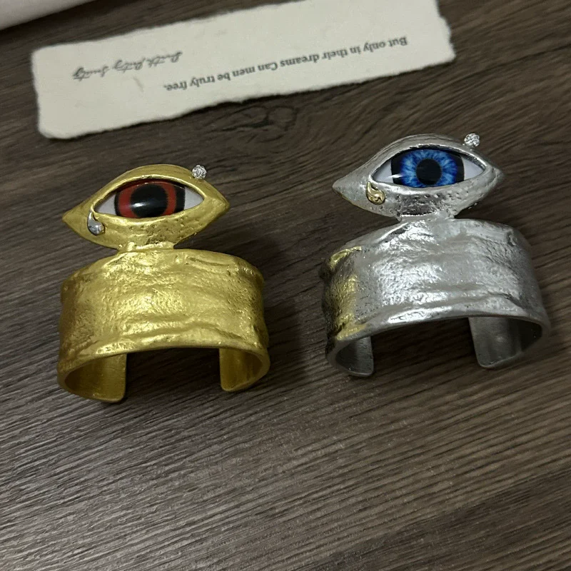 Fashionable Exaggerated Red Blue Pupil Eye Bracelet Retro Fashionable Open Bracelet Trendy Jewelry Accessories FFor Lady Party