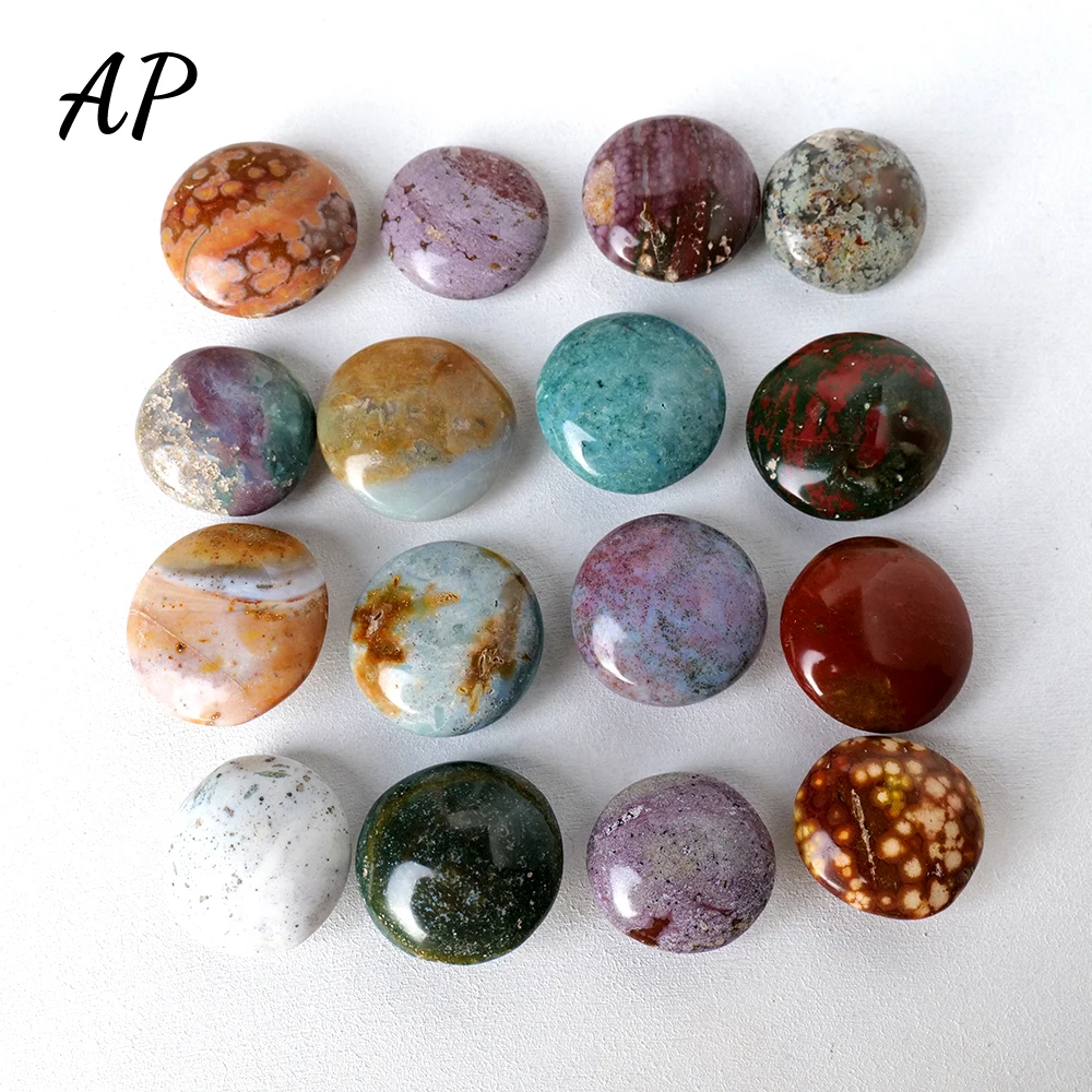 1PC Natural Stone Ocean Jasper Round Shape Crystal Carving Healing Stone Energy Gemstone Home Decoration Gifts