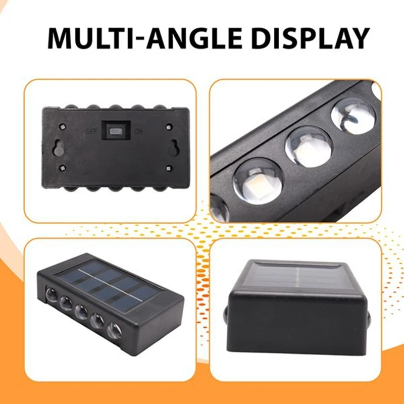 DT16 Solar Wall Sconces Set of 2 Outdoor Waterproof LED Up Down Light for Garden Patio Porch Decor