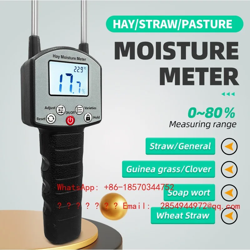 Hay Moisture Tester Straw Forage Water Content Measuring Instrument Wheat Rice Straw Moisture Detector