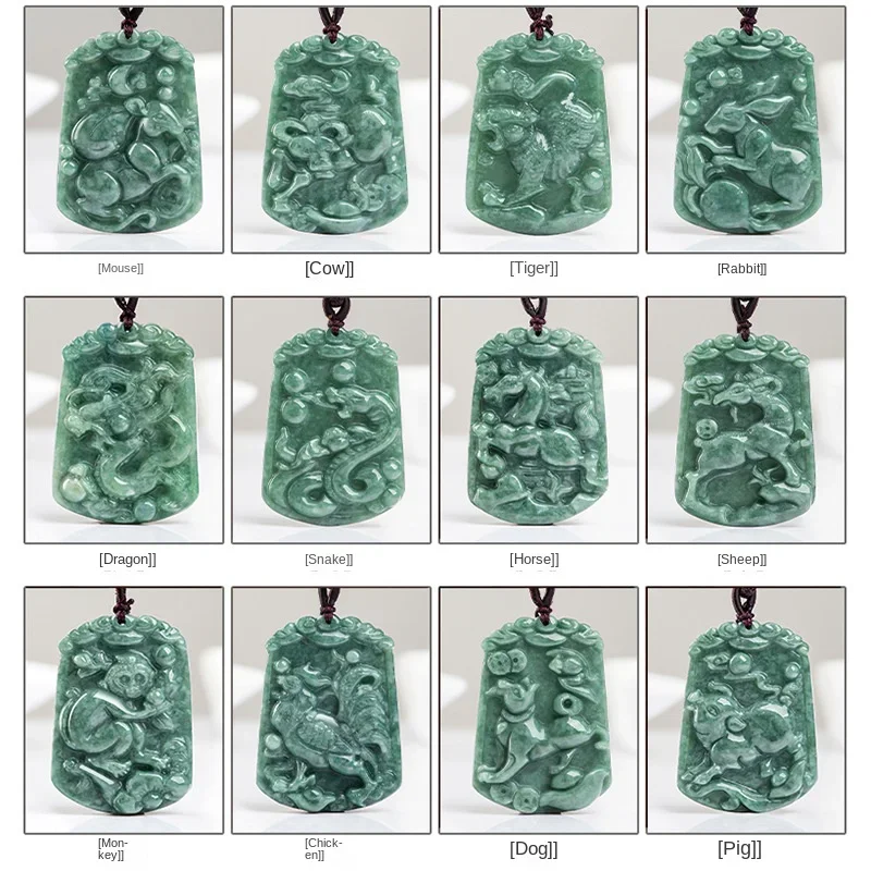 Birmański Jade chiński naszyjnik ze znakiem zodiaku wisiorki naszyjnik naturalne prawdziwe zielone akcesoria luksusowe biżuteria jadeit człowiek prezenty dla kobiet