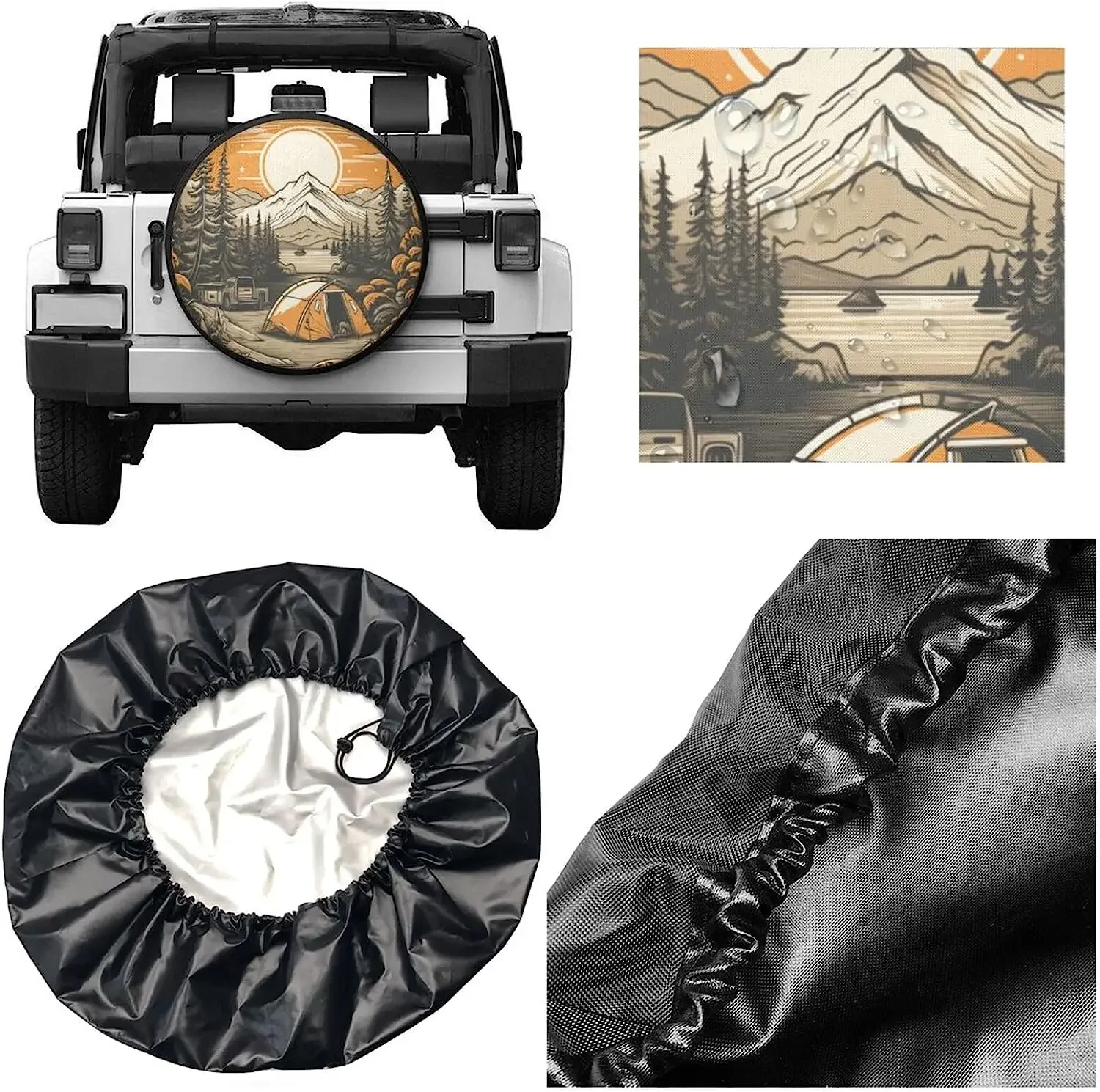 Sunset Mountains Spare Tire Cover  Weatherproof Dustproof Universal Wheel Tire Covers for Rv SUV Trailer Truck Camper Travel