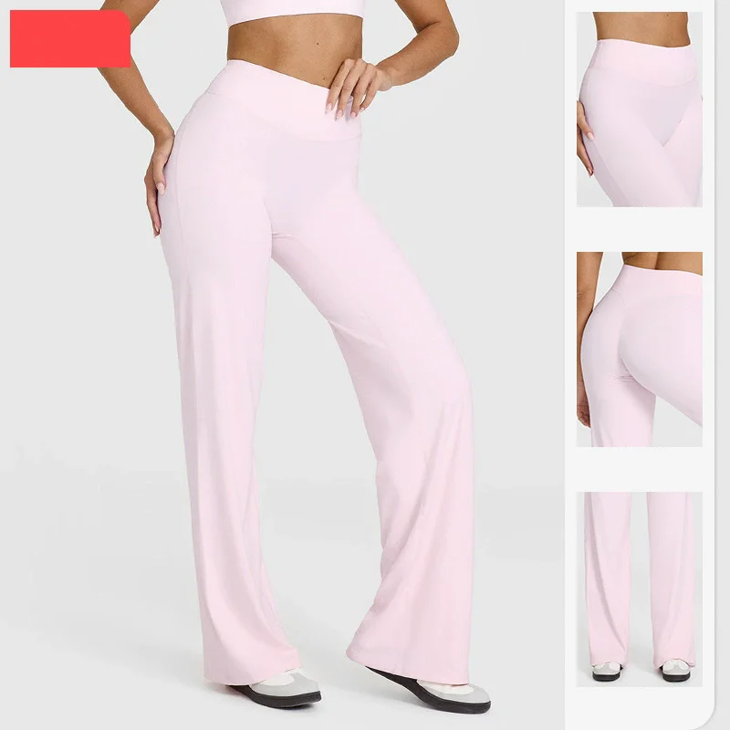 Calças de ioga da moda para mulheres verão calças finas de cintura alta e pernas retas ​ Desgaste solto da aptidão dos esportes do desgaste da ioga do emagrecimento