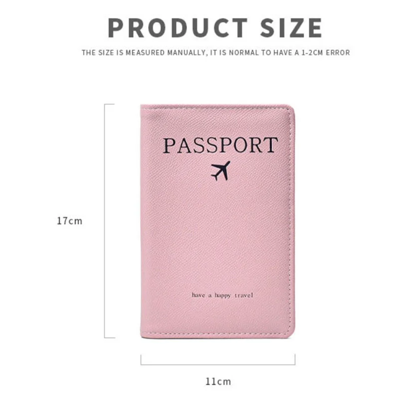 Funda de cuero para pasaporte de viaje, bonita funda para tarjetas con cremallera de Color sólido, funda protectora antimagnética de Pu, porta pasaporte