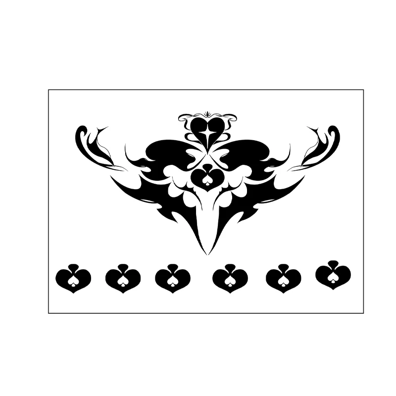 New Spades Q Tattoo Stickers Temporary Stickers Waterproof, Durable Black Solid Color Disposable Stickers Sexy Tattoo Stickers