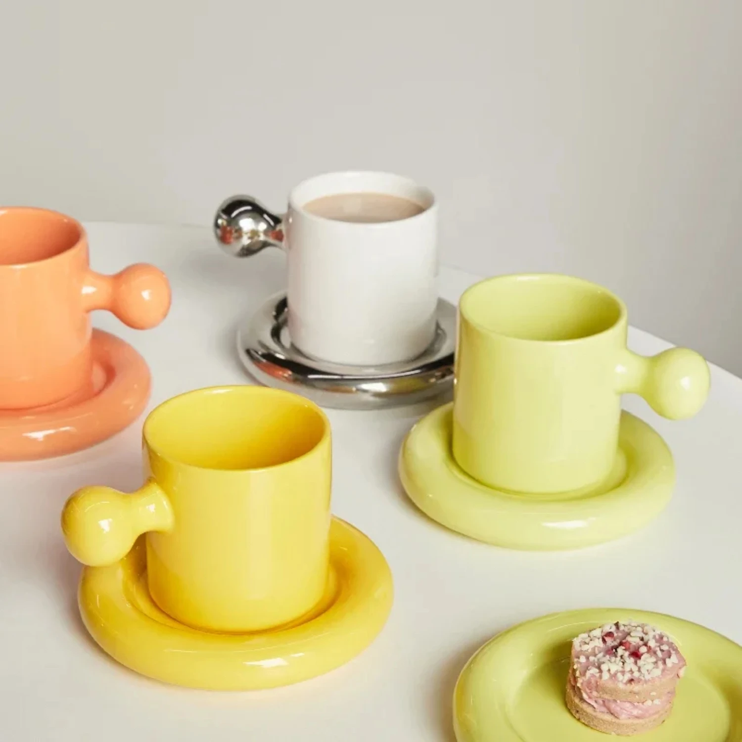 Ceramic Mug with Saucer  Decoration Cute Creative Combination Breakfast Cup Coffee Cup Coffee Mugs with Tray