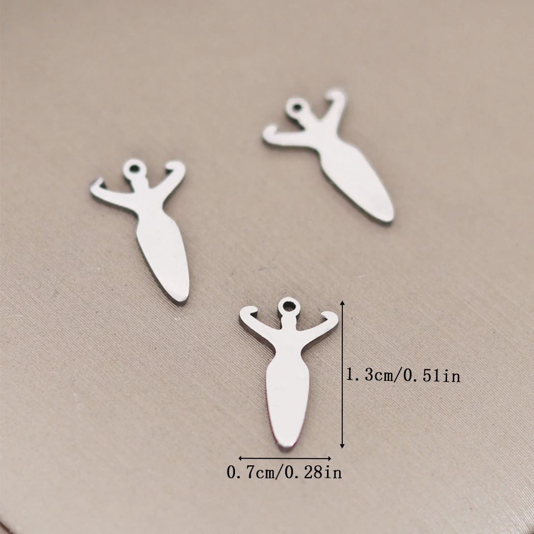 3pcs Goddess of Fertility Mother Earth Symbol Religious Decoration Charms Fertilizer Stainless Steel Jewelry Accessories