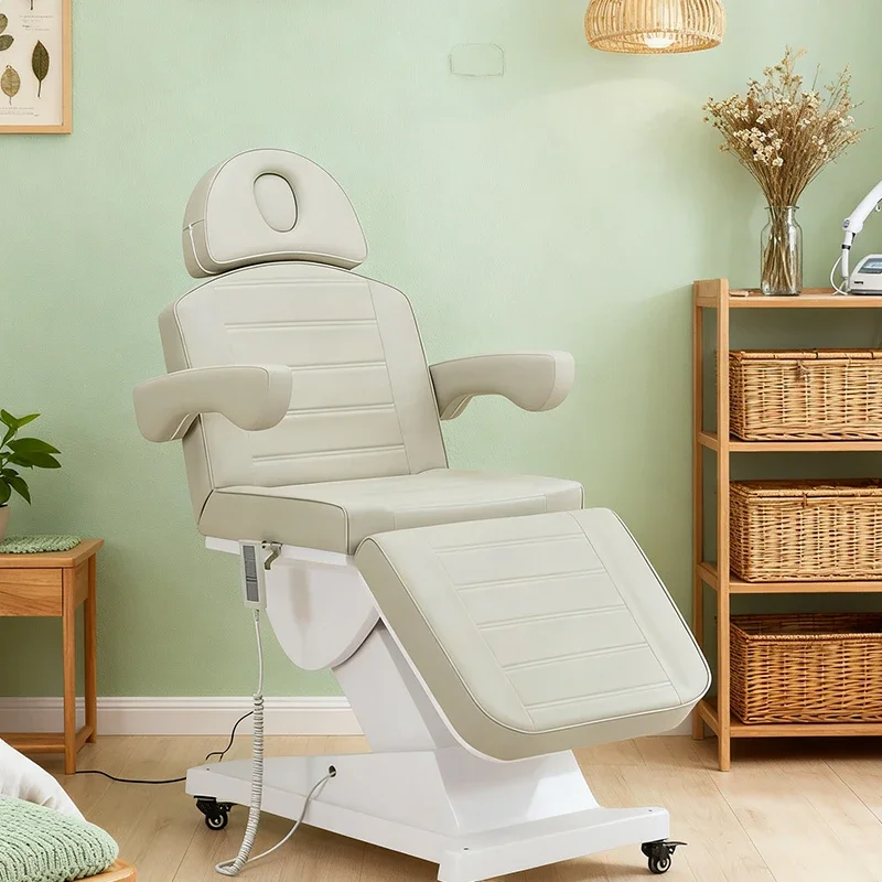 2026 Modern Style Electric Facial Massage Bed Beauty Spa Table Adjustable Feature Metal Material 3/4 Motors Built-In Headrest