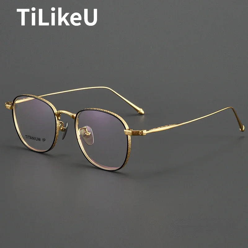 

Japanese Brand Pure Titanium Square Retro Men Eyeglasses Frames Ultralight Comfort Women Anti-blue Light Myopia Glasses Frames