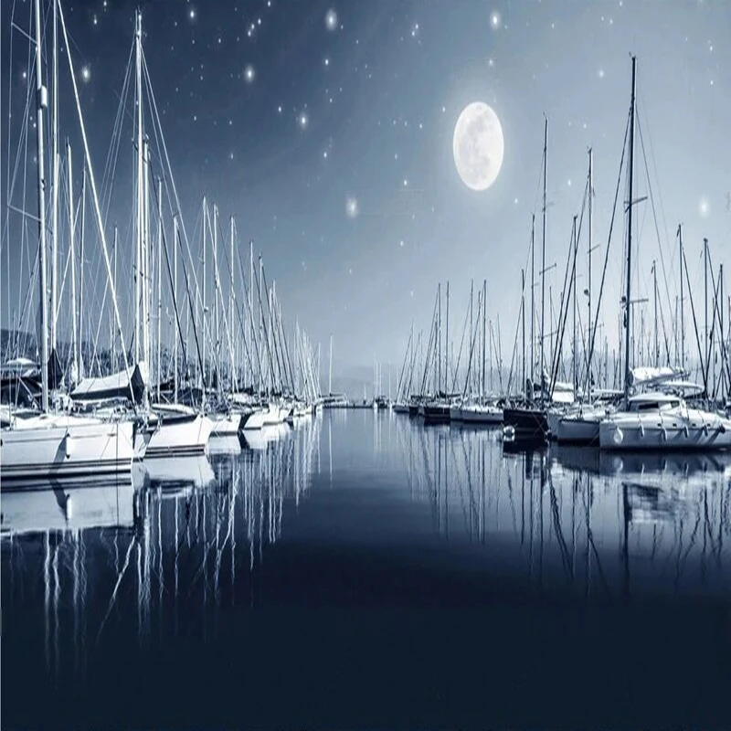 

Far-port Original sailboat scenery picture, TV bedroom home decoration background wall painting wall paper