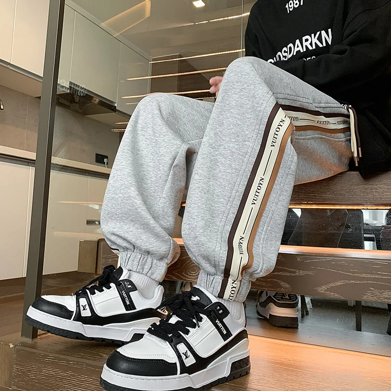 

American Sle Youth Sports Pants Men's Spring Autumn Loose Cuffed Casual Striped Belted Breathable Comfortable Faionable