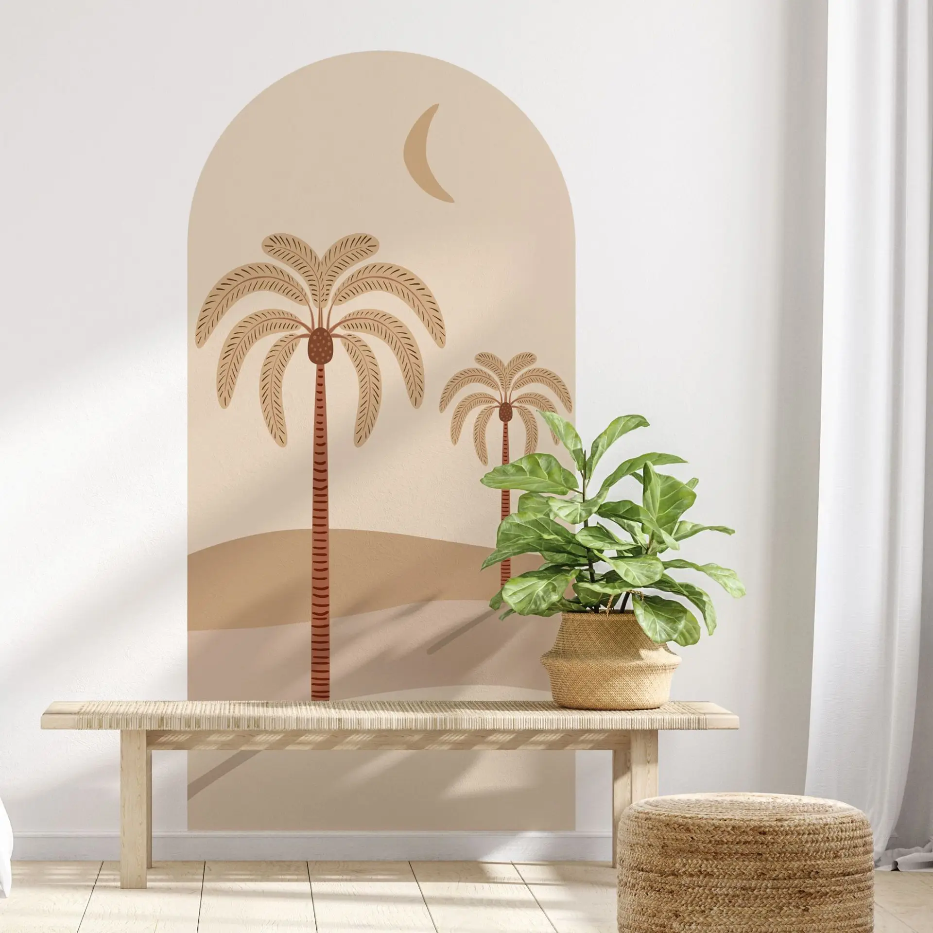 Arco geométrico adesivos de parede nascer do sol coco grove céu azul nuvens brancas adesivos diy auto-adesivo decoração de casa decalques de parede