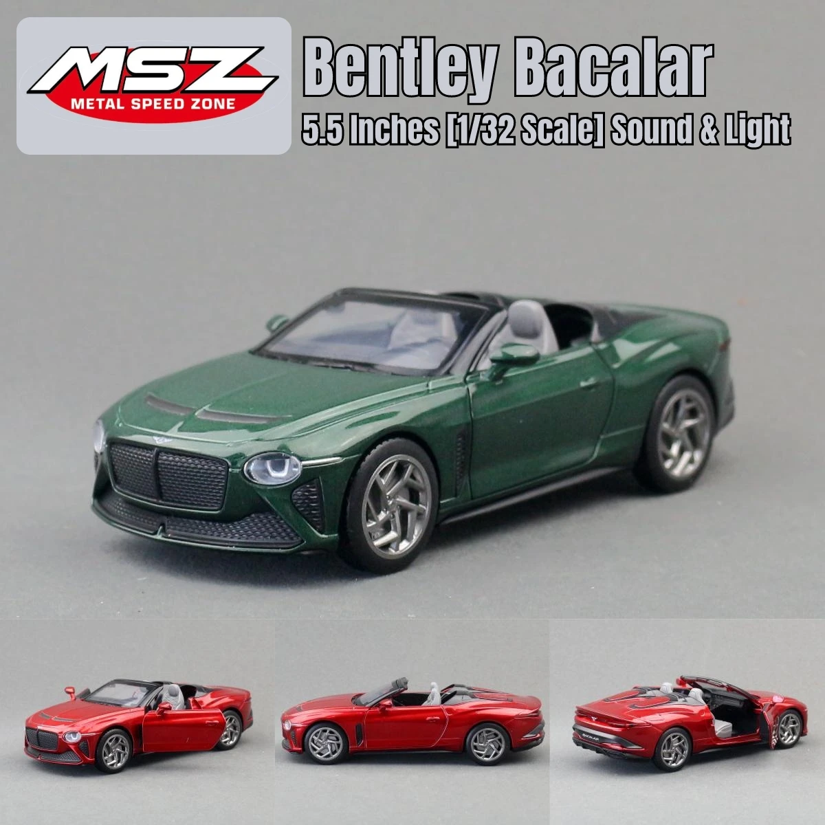 1/32 Bentley Mulliner Bacalar Super Sport Miniature Diecast Alloy Metal Model Collection Pull Back Sound Light Gift For Boy Kid