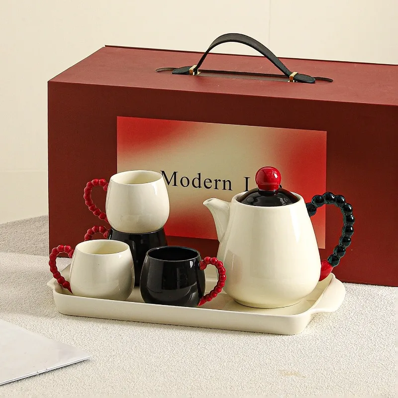 

Ceramic Coffee Set Tea Cups Dinnerware Kettle Gift Box Household Portable Teapot Water Mug Home Kitchen Drinking Tableware