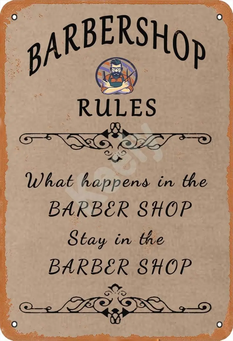 Keely Barbershop Rules Metal Vintage Tin Sign Wall Decoration 12x8 inches for Cafe Bars Restaurants Pubs Man Cave Decorativ sign
