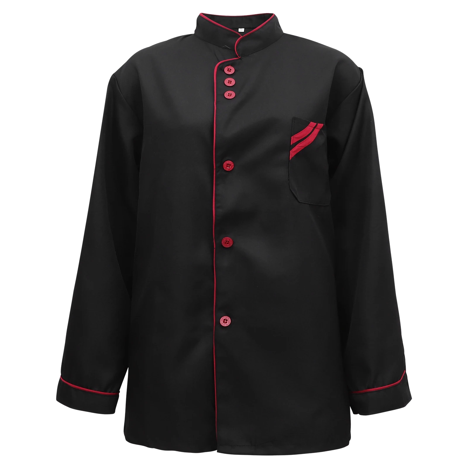 زي الشيف بأكمام طويلة للنساء، ملابس الشيف بأكمام طويلة، أسود