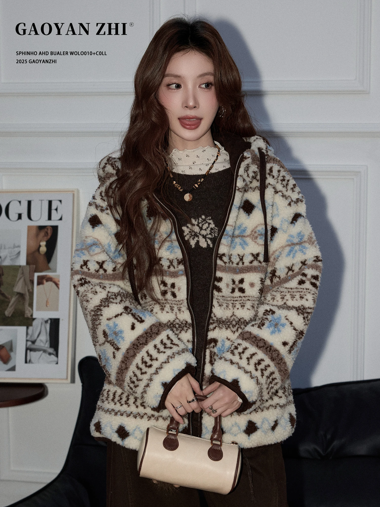 

Женская зимняя куртка Gao Yan Zhi из утолщенного меха ягненка, новая модель в американском ретро-стиле, на молнии, теплая, короткая