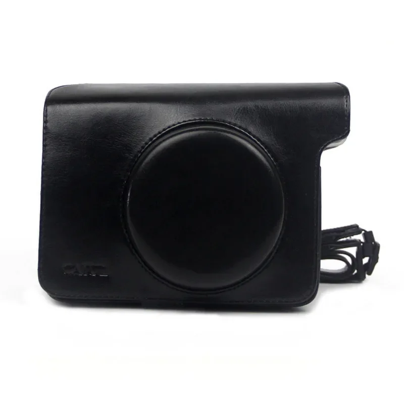 حافظة حقيبة بحزام كتف من جلد البولي يوريثان لهاتف FUJIFILM Instax غطاء كاميرا بلون سادة عتيق واسع 300