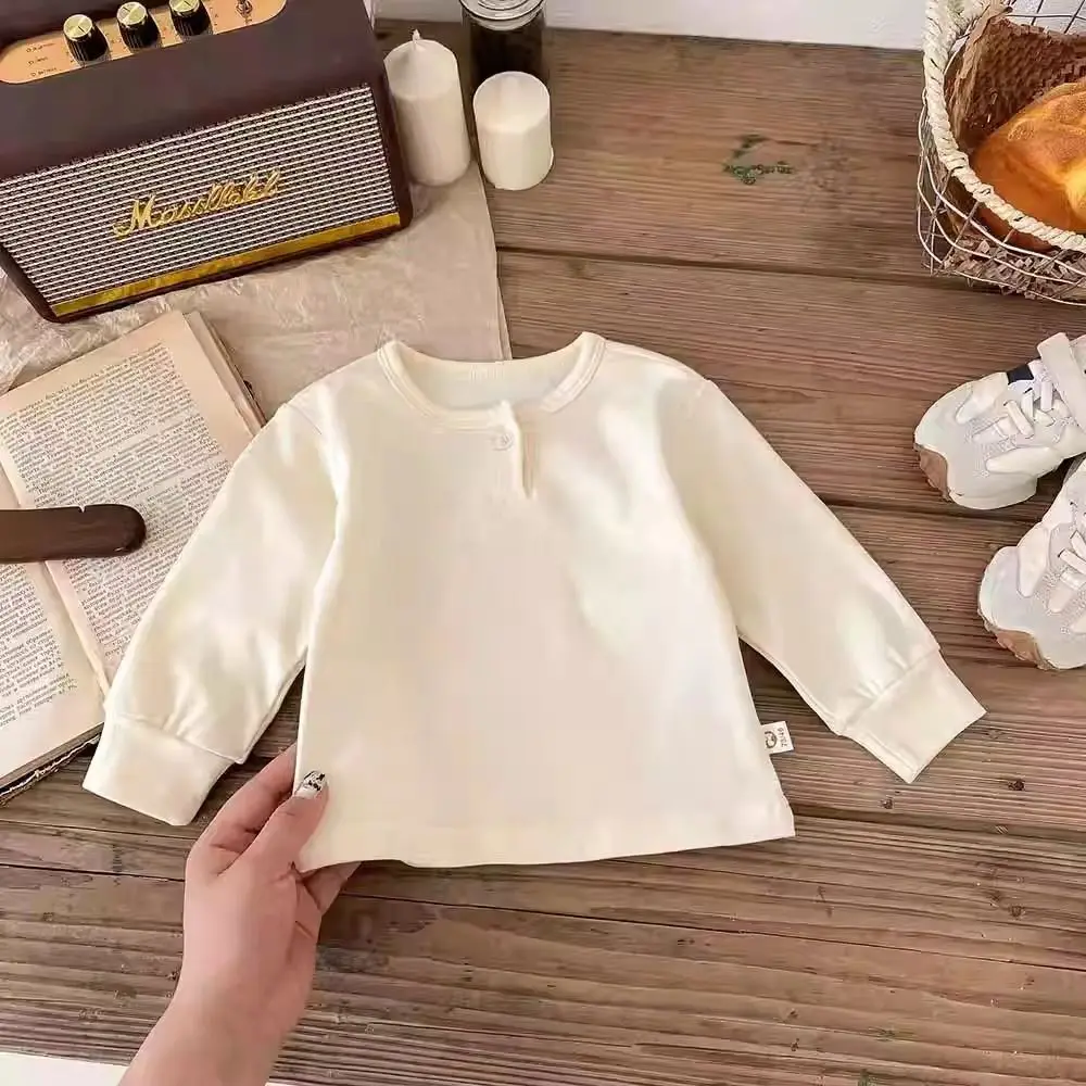 Spring and autumn new 0-2 years old baby pure cotton simple casual long-sleeved T-shirt baby round-neck top T 2 2 0 0 3