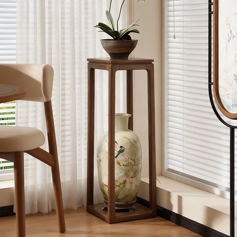 HYS solid wood flower rack living room floor-to-ceiling flower pot placement rack new Chinese flower table indoor Song style