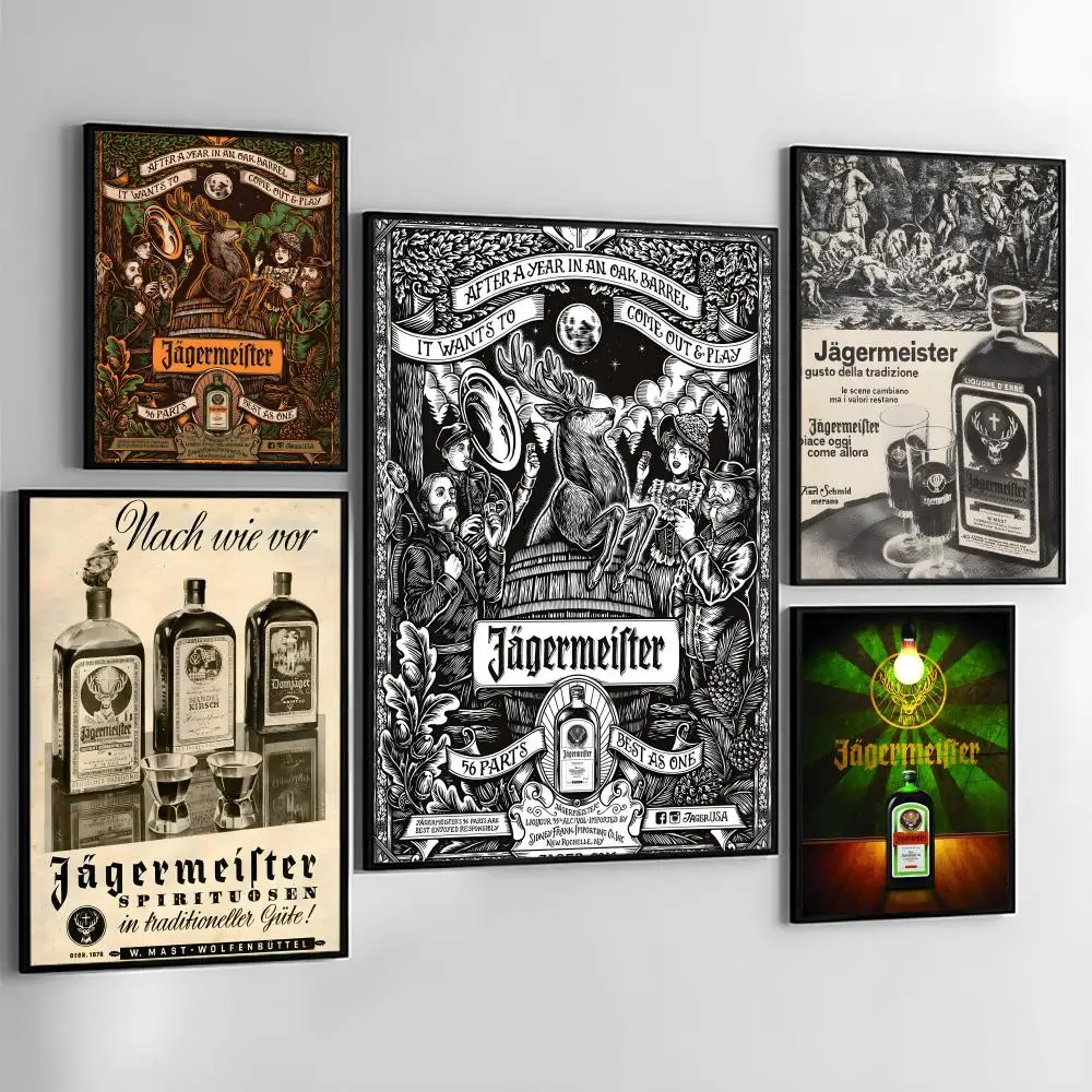 Bierlogo J-jagermeisters Poster Hochwertige und erschwingliche Wandaufkleber für Schlafsaal- und Wohnzimmerdekoration