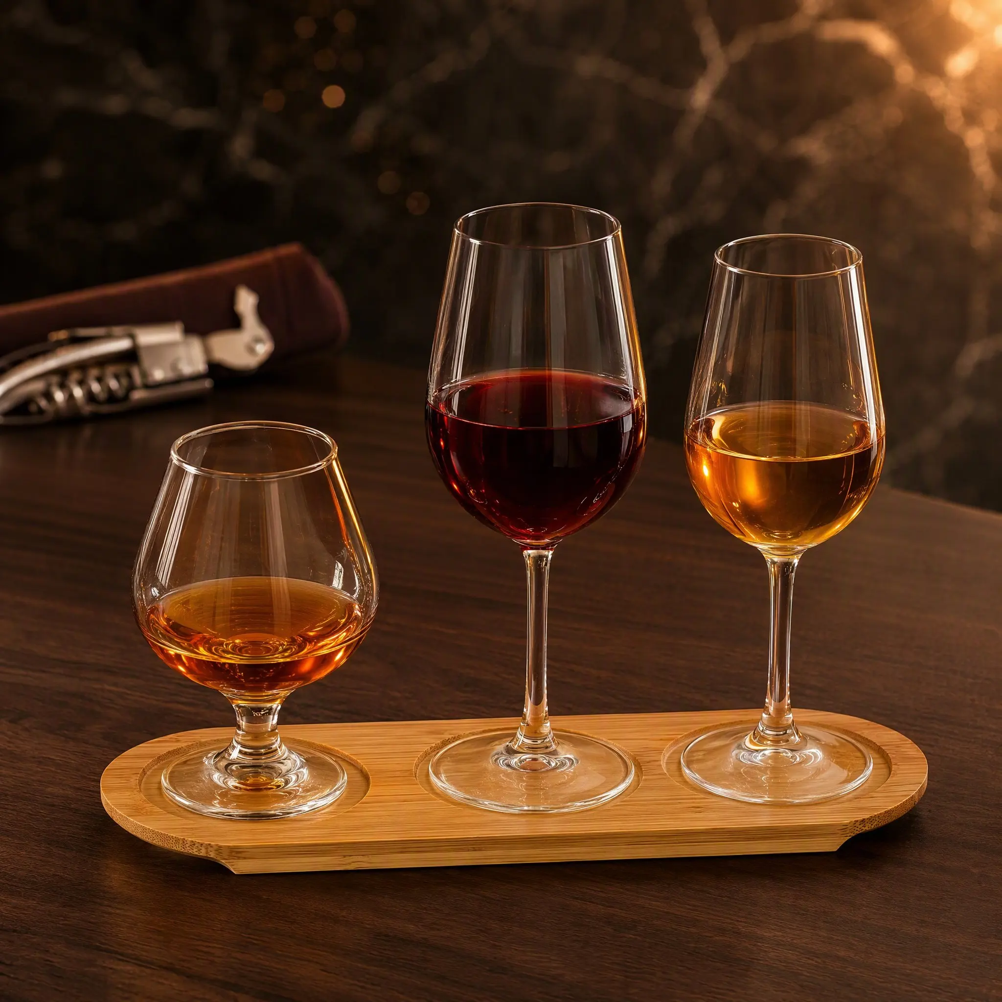 Bamboo Beer Flight Board 3-Hole Tasting Board for Craft Beer Wine Cocktail Serving Bar Home Party Restaurant Elegant Rustic