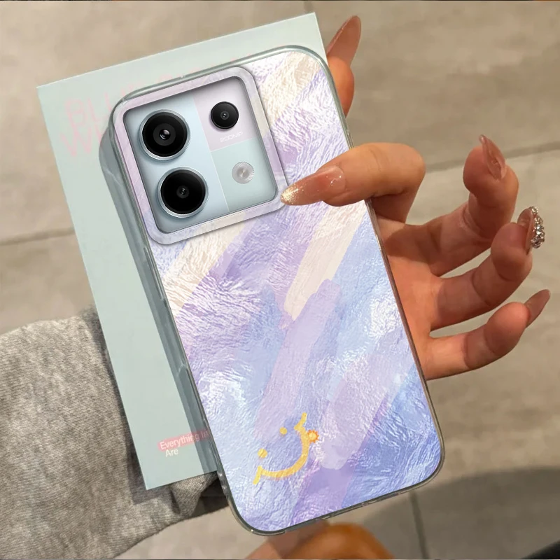 Graffiti Purple Brown Women Phone Case For Xiaomi Poco X7 X5 M6 X6 X3 NFC M2 M5s M6 Pro C61  Women Shockproof Funda Cover Coque