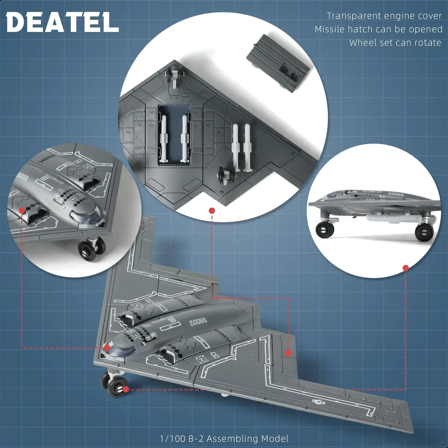 Avión militar de B-2 a escala 1/200, modelo de construcción de bombardero pesado sigiloso de EE. UU., modelo de avión de construcción de plástico, regalo para niños