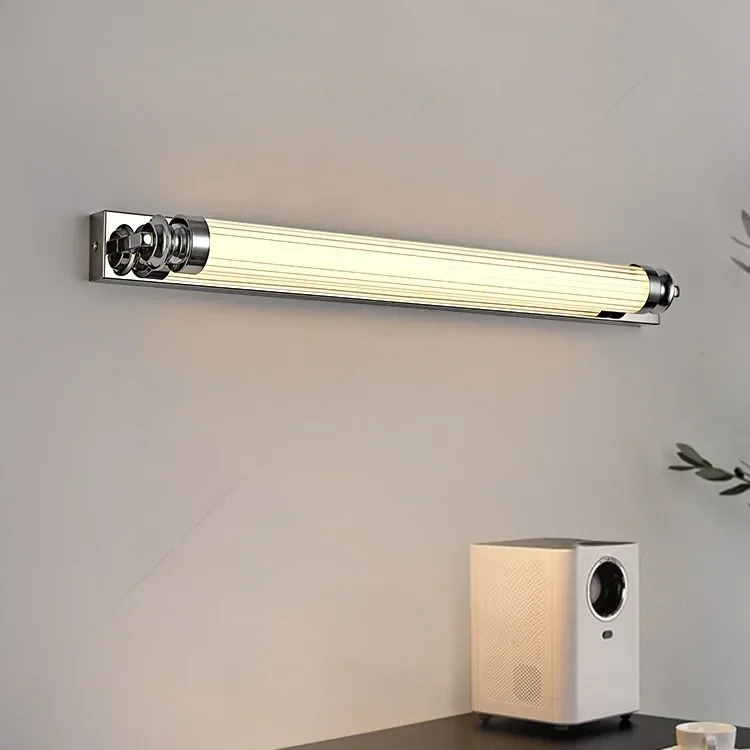 Minimaliste argent noir mur LED lumière salle de bain lampe miroir avant lumière 110v 220v moderne Simple applique applique allée couloir