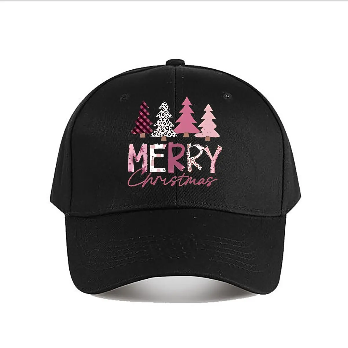 Pink Leopard Plaid Christmas Tree Decor Baseball Cap Fashion Men Sunhat Women's Outdoor Sports Snapback Cap